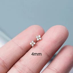 Huitan Korean Style Flower Stud Earrings Women Gold Color White Cubic Zirconia Small Fresh Fashion Accessories Hot Jewelry