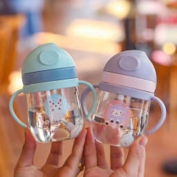 MAMIJOY BY01 Kids Water Sippy Cup Creative Cartoon Baby Feeding Cups with Straws Leakproof Water Bottles Outdoor Childrens Cup