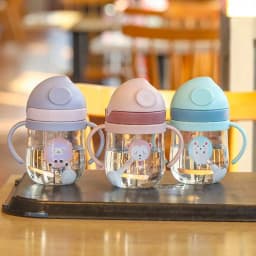 MAMIJOY BY01 Kids Water Sippy Cup Creative Cartoon Baby Feeding Cups with Straws Leakproof Water Bottles Outdoor Childrens Cup