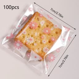100Pcs Plastic Packing Bags for Biscuits Candy Cookies Flower Self-Adhesive Bags Jewelry Party Gift Packaging
