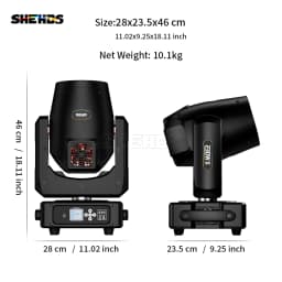 New Arrival SHEHDS 2PCS Bulb MINI 230W 7R Beam Moving Head Lighting with Flight Case Rainbow Wedding Nightclub Theater Disco