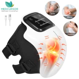 Medcursor Electric Heating Massage Knee Pad Wireless Heated Knee Massager Temperature Hot Compress Vibration Massage (Grey)