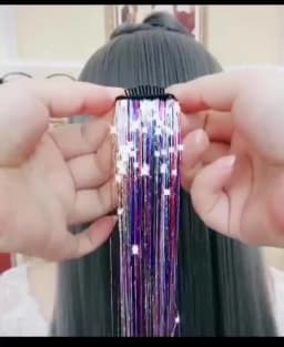 Shiny Sparkle Hair Extension Clip In Hair Tinsel Glitter Fairy Hair Tinsel Kit Heat Resistant 5Pcs Hair Streak Synthetic Hair