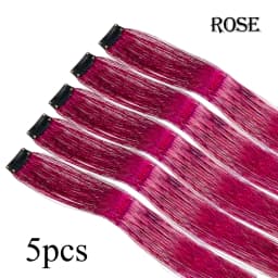 Shiny Sparkle Hair Extension Clip In Hair Tinsel Glitter Fairy Hair Tinsel Kit Heat Resistant 5Pcs Hair Streak Synthetic Hair