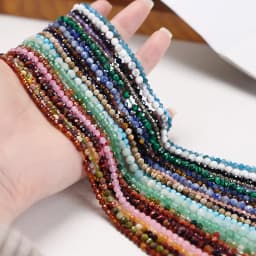 2mm Natural Stone Amethyst Tiger Eye Lapis Lazuli Beads Inlaid with Bright Pearl Jewelry Making DIY Necklace Bracelet Jewelry
