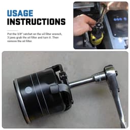 High Quality Universal 3 Jaw 3/8" Car Adjustable Oil Filter Remover Wrench Tool 60mm to 95mm 2.4" to 3.7" Auto Accessories