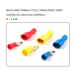 50PCS FDD/MDD 6.3mm Terminal Red Blue Yellow Female Male Spade Insulated Electrical Crimp Terminal Connectors Wiring Cable Plug