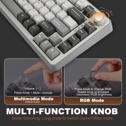 YUNZII B75 PRO 82-Key Wireless Mechanical Gaming Keyboard, Gasket Hot Swap Custom RGB 75% BT/Type-C/2.4G Creamy Knob Keyboard