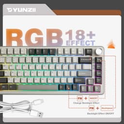 YUNZII B75 PRO 82-Key Wireless Mechanical Gaming Keyboard, Gasket Hot Swap Custom RGB 75% BT/Type-C/2.4G Creamy Knob Keyboard