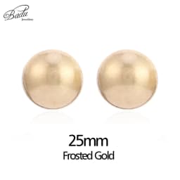 Badu Frosted Gold Color Semi-Ball Stud Earrings for Women Vintage Metal Big Round Earrings Jewelry Party Fashion Accessories