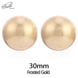 Badu Frosted Gold Color Semi-Ball Stud Earrings for Women Vintage Metal Big Round Earrings Jewelry Party Fashion Accessories
