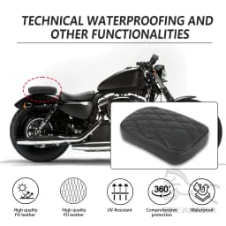 Motorcycle Rear Passenger Pillion Pad Rectangular Pillion Passenger Pad Seat For Harley Dyna 883 Choppers Bobber 8 Suction Cups