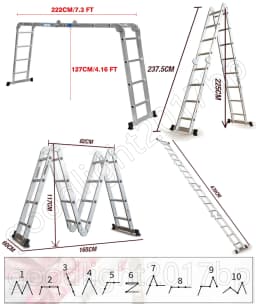 DayPlus Telescopic Loft Ladder Collapsible Step Ladders Extendable Alminium Ladders Folding Extending Portable,EN131,150kg/330lb