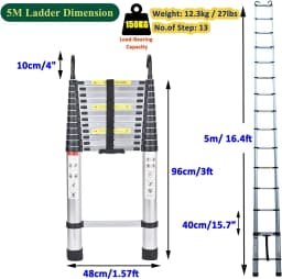 DayPlus Telescopic Loft Ladder Collapsible Step Ladders Extendable Alminium Ladders Folding Extending Portable,EN131,150kg/330lb
