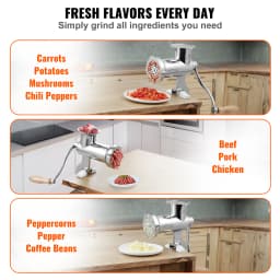 SucceBuy Manual Meat Grinder 304 Stainless Steel Hand Meat Grinder with Steel Table Clamp Meat Mincer Sausage Maker
