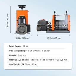 SucceBuy Electric Wire Stripping Machine 60W 1.5-25mm Visible Stripping Depth 6 Round+1 Flat Channels for Scrap Copper Recycling