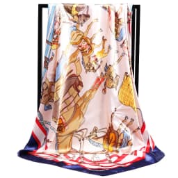 Luxury Women Silk Scarf Square Bandana Design Brand Headband Female Satin Hijab Large Shawl Wrap Lady Kerchief Chain Print New