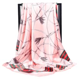 Luxury Women Silk Scarf Square Bandana Design Brand Headband Female Satin Hijab Large Shawl Wrap Lady Kerchief Chain Print New
