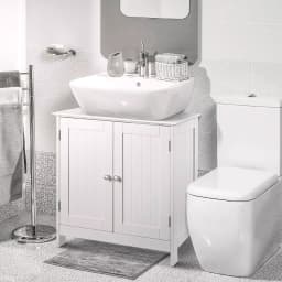 Under Sink Storage Vanity with Bathroom Cabinet Space, anity Cabinet with Double Doors and Storage Shelves