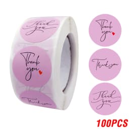 100-500pcs Round Thank You Stickers for Envelope Seal Labels Gift Packaging Decor Birthday Party Scrapbooking Stationery Sticker