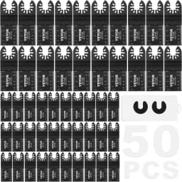 SucceBuy 50PCS Oscillating Saw Blades Universal Release Dewalt Multitool Blades for Wood Cutting Plastic Renovator Power Tool