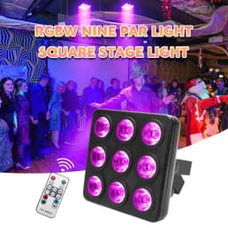 U'King 4PCS 9x10W LED Square Par Light 8CH DMX512 Sound Activated Remote Control Stage Effect Lighting for DJ Disco Bar Party
