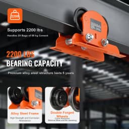 SucceBuy Electric Hoist Manual Trolley 2200 lbs/1T Capacity for PA200 PA250 PA300 PA400 PA500 Push Beam Trolley with Dual Wheels