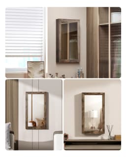 SONGMICS Lockable Jewelry Cabinet Armoire with Mirror, Wall-Mounted Space Saving Jewelry Storage Organizer