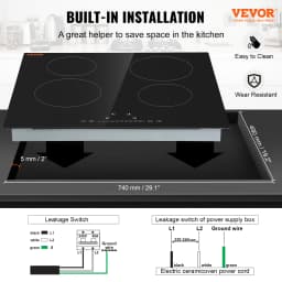 SucceBuy 2/4/5 Burners Built-in Induction Stove Top 12/24/30in Ceramic Glass Electric Cooktop For Household Commercial Cooking