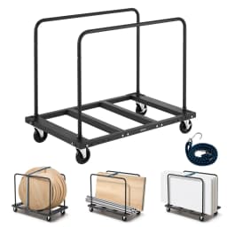 SucceBuy 1800Lbs Drywall Panel Dolly Steel Truck Cart with 5in Swivel Casters & Tie-Down Strap Lumber Cart for Factory Warehouse