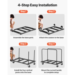 SucceBuy 1800Lbs Drywall Panel Dolly Steel Truck Cart with 5in Swivel Casters & Tie-Down Strap Lumber Cart for Factory Warehouse