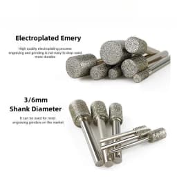 3mm-20mm Stone Grinding Burr Grinding 3/6mm Shank Grinding Head for for Dremel Rotary Stone Gemstone Carving