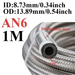 1M-6M AN4 AN6 AN8 AN10 AN12 Universal Car Fuel Hose Oil Gas Cooler Hose Line Pipe Tube Stainless Steel Braided Inside CPE Rubber