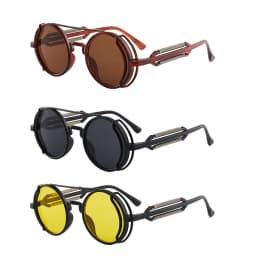 Classic Gothic Steampunk Sunglasses Luxury Brand Designer High Quality Men and Women Retro Round Pc Frame Sunglasses