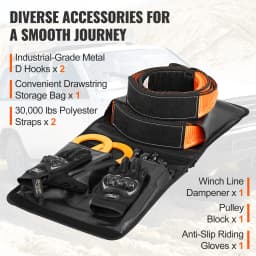 SucceBuy Off-Road Winch Recovery Kit with 30000Lbs Tow Straps & D-Ring Shackles Snatch Block Storage Bag for ATV Jeep Truck