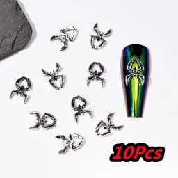 10Pcs Full Glitter Punk Cross Nail Charms 7*11.5cm Silver/Gold Metal Cross Nail Art Decoration 3D Luxury Classic Cross Manicure