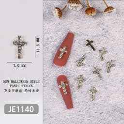 10Pcs Full Glitter Punk Cross Nail Charms 7*11.5cm Silver/Gold Metal Cross Nail Art Decoration 3D Luxury Classic Cross Manicure