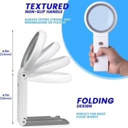 30X 10X Magnifying Glass with Light and Stand Folding Handheld Magnifying Glass 18 LED Illuminated Lighted Magnifier for Reading