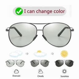 Aviation Metail Frame Polarized Sunglasses Men Color Changing Sun Glasses Pilot Male Day Night Vision Driving