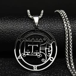 Fashion Sigeal Sigil De Lucifer Stainless Steel Satan Necklace Asmoday Lazer Key Baphomet Stamp Chain Necklaces Jewelry N7118S03
