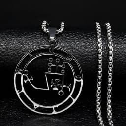 Fashion Sigeal Sigil De Lucifer Stainless Steel Satan Necklace Asmoday Lazer Key Baphomet Stamp Chain Necklaces Jewelry N7118S03