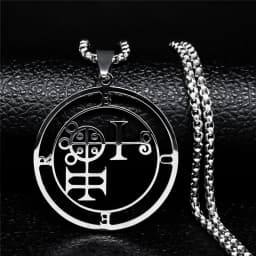 Fashion Sigeal Sigil De Lucifer Stainless Steel Satan Necklace Asmoday Lazer Key Baphomet Stamp Chain Necklaces Jewelry N7118S03