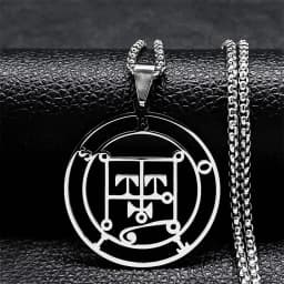 Fashion Sigeal Sigil De Lucifer Stainless Steel Satan Necklace Asmoday Lazer Key Baphomet Stamp Chain Necklaces Jewelry N7118S03