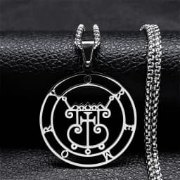 Fashion Sigeal Sigil De Lucifer Stainless Steel Satan Necklace Asmoday Lazer Key Baphomet Stamp Chain Necklaces Jewelry N7118S03