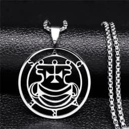 Fashion Sigeal Sigil De Lucifer Stainless Steel Satan Necklace Asmoday Lazer Key Baphomet Stamp Chain Necklaces Jewelry N7118S03
