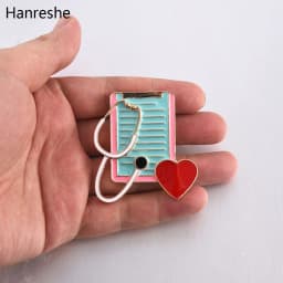 New Hot Sale Medical Medicine Brooch Pin Stethoscope Electrocardiogram Heart Shaped Pin Nurse Doctor Backpack Lapel Jewelry