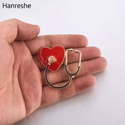 New Hot Sale Medical Medicine Brooch Pin Stethoscope Electrocardiogram Heart Shaped Pin Nurse Doctor Backpack Lapel Jewelry