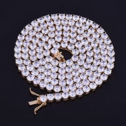 Bubble Letter 1 Row Tennis Chain Zircon Necklace Hip Hop Jewelry Gold Color Copper Material Men Rock Link 18inch 20inch