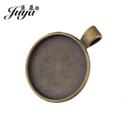 JUYA 10pcs Pendant Cabochon Base DIY Jewelry Making 25mm Inner Size Plated Crafts Setting Necklace Jewellery Findings Accessory