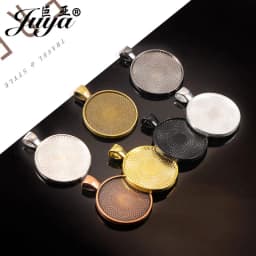 JUYA 10pcs Pendant Cabochon Base DIY Jewelry Making 25mm Inner Size Plated Crafts Setting Necklace Jewellery Findings Accessory